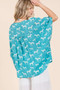 Mittoshop Zebra Print V-Neck Button Down Dolman Sleeve Top