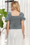 ADORA Washed Denim Layered Ruffle Blouse