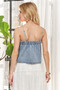 ADORA Front Pleated Washed Denim Crop Top