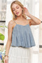 ADORA Front Pleated Washed Denim Crop Top