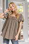 ADORA Princess Sleeves Garment Washed Top