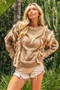 BiBi Faux Fur Detailed Pointelle Cable Knit Sweater