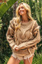 BiBi Faux Fur Detailed Pointelle Cable Knit Sweater
