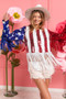 BiBi American Flag Theme Fringe Detailed Sequins Crop Top