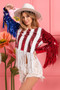 BiBi American Flag Theme Fringe Detailed Sequins Crop Top