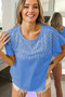 BiBi Rhinestone Beaded Short Sleeve Top