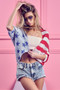 BiBi American Flag Theme Cocoon Knit Cardigan
