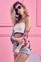 BiBi American Flag Theme Cocoon Knit Cardigan