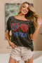 BiBi 4th Of July Theme Mineral Washed Laser Cut Top
