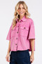 Mittoshop Mineral Wash Boxy Short Sleeve Button Down Shirt