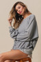 BiBi Cross Hatch Knit Uneven Hem Cont Lslv Top