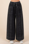 Mittoshop Mineral Wash Wide Leg Elastic Waist Twill Pants