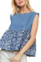 ADORA Sleeveless Denim Contrast Top