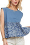 ADORA Sleeveless Denim Contrast Top