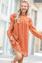 And The Why Lovely Ruffle Shoulder with Textured Woven Dress