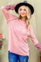 And The Why Button Detail Printed Sleeve Waffle Knit Top