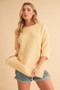 Aemi + Co Side Slit Ribbed Hem Round Neck Sweater
