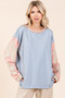 Mittoshop Star Patch Long Sleeve Colorblock Mineral Wash Top