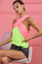 BiBi Rib Knit Color Block with Neck Banded Cross Top