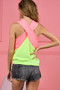 BiBi Rib Knit Color Block with Neck Banded Cross Top