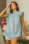 BiBi Clear Sequin All-over Gingham Smocked Top