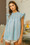 BiBi Clear Sequin All-over Gingham Smocked Top