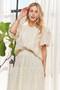 ADORA Solid Puff Sleeves Knit Top