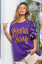 BiBi Game Day Metallic Letter Spangle Sleeve Top