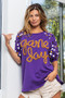 BiBi Game Day Metallic Letter Spangle Sleeve Top