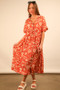 VERY J Full Size Oversized Printed Shirt Midi Dress Plus Size