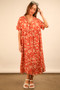 VERY J Full Size Oversized Printed Shirt Midi Dress Plus Size