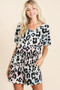 BiBi Gradation Leopard Soft Knit V-neck Romper