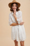 Annie Wear Embroidered Scallop Edge Detail Mini Shirt Dress