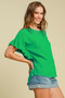 Umgee Full Size Raw Hem Ruffle Short Sleeve Blouse Plus Size
