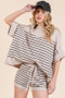 Lime 'N' Chili Striped Folded Half Sleeve Top and Shorts Set
