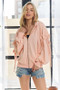 ADORA  Ruffled Puff Sleeve Zip Up Hoodie