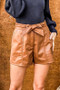 And The Why Faux Leather Shorts with Waist Ribbon