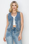 RISEN Full Size V-Neck Button Down Vest Plus Size