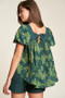 Davi & Dani Nature Printed Square Neck Puff Sleeve Blouse