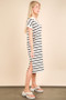 VERY J Oversized Collared Striped Knit Midi Dress