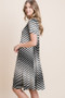 BOMBOM Casual Stripe Round Neck Tee Dress