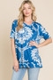BOMBOM Printed Relaxed V-Neck Tunic Top