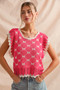 SO ME Bow Ribbon Pattern Sweater Top with Back Key Hole