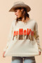 SO ME Contrast Sequin Pumpkin Slogan Sweater Top