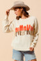 SO ME Contrast Sequin Pumpkin Slogan Sweater Top