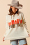 SO ME Contrast Sequin Pumpkin Slogan Sweater Top