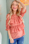And The Why Leopard Tiered Ruffle Blouse Top