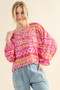 And The Why Cozy Textured Printed Casual Top