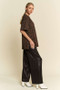 Davi & Dani Crinkled Textured Wide Leg Pants