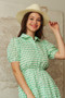 Davi & Dani Checkered Puff Sleeve Tiered Shirt Dress